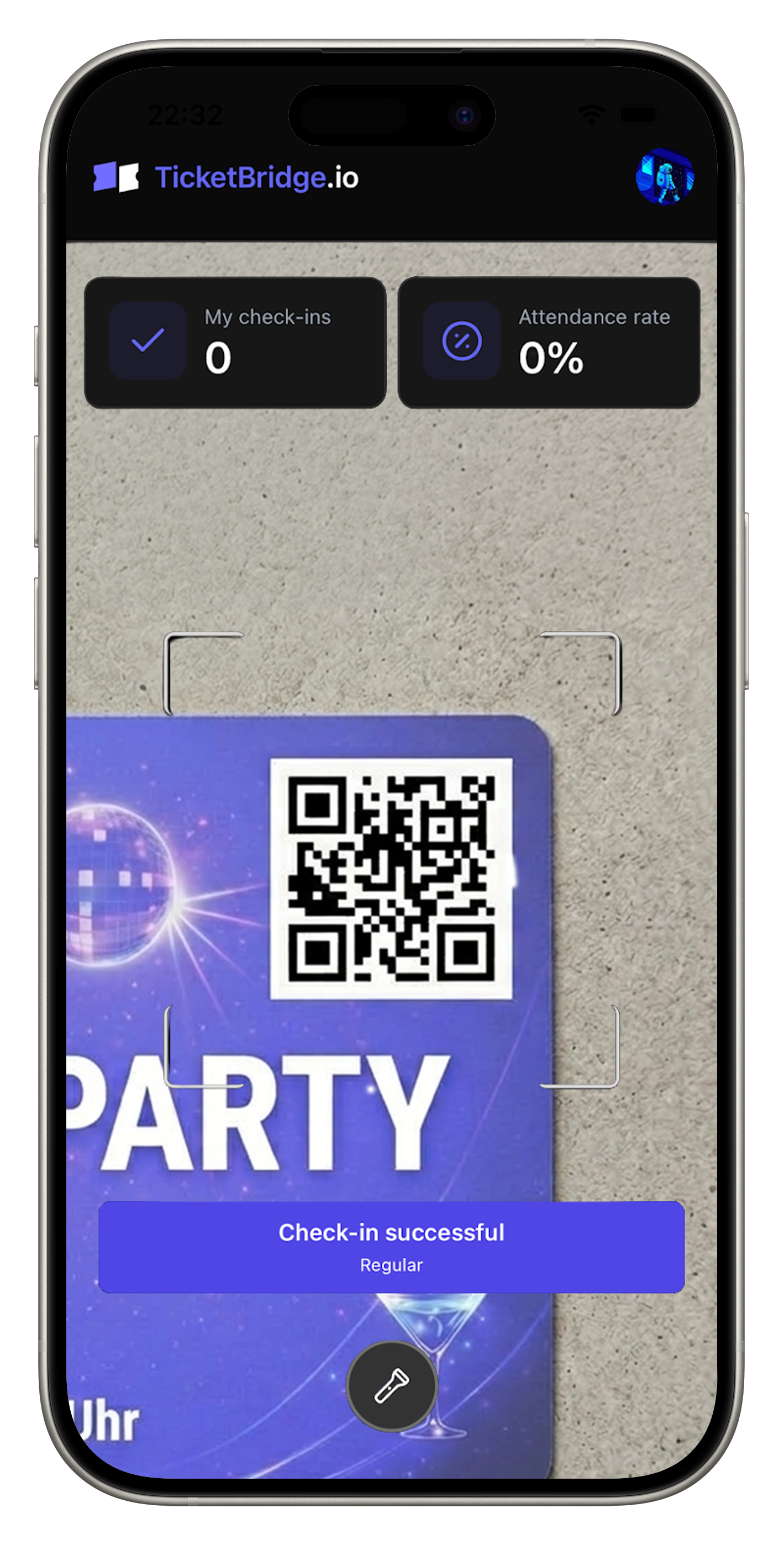 Ticket mit QR-Code zum Scannen